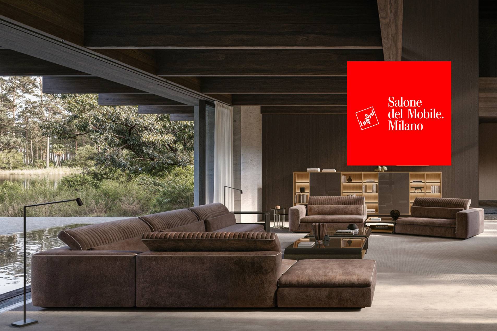Salone del Mobile 2026 in Mailand mit Messestand und Sofalandschaft